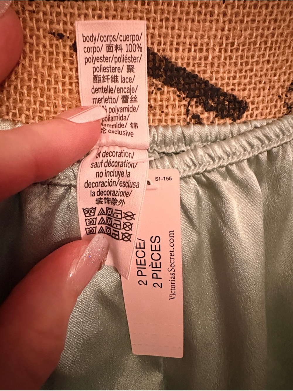 NWT Victoria's Secret Pastel Mint Green & Aqua Blue Colorblock Satin & Lace Cami - Picture 8 of 14